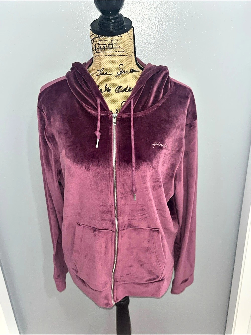 Victoria's Secret PINK Velour Zip Hoodie in Purple